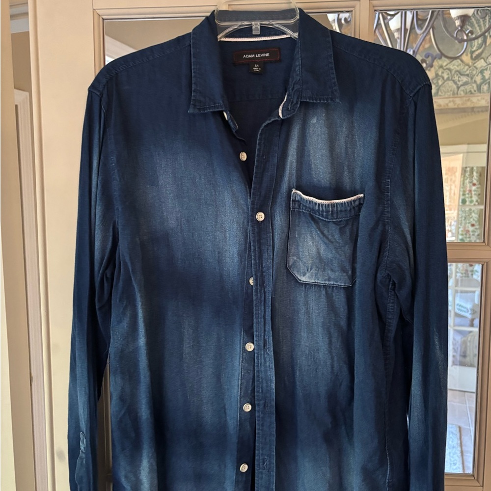 Adam Levine Collection Men's Blue Denim Shirt size medium